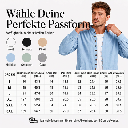 📢📢50%Rabatt!!!🎉✨Leger langärmliges Stehkragenhemd für Herren