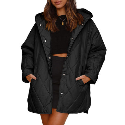 📢📢50% Rabatt!!! 🎉✨ Winterliche Damen-Steppmäntel mit Kapuze im Diamantsteppmuster – Modisches Diamantsteppmuster, wärmende Füllung und praktische Kapuze – perfekt für einen stylischen Look an kalten Wintertagen