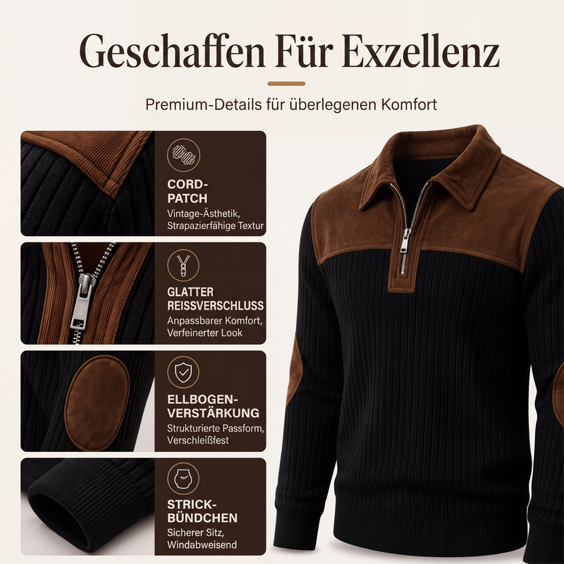 📢📢50% Rabatt!!! 🎉✨ Herren-Strickpullover aus Cord mit Quarter-Zip