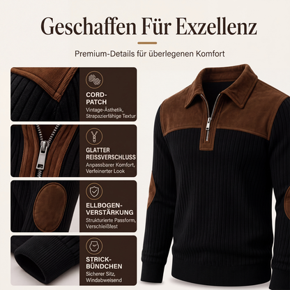 📢📢50% Rabatt!!! 🎉✨ Herren-Strickpullover aus Cord mit Quarter-Zip