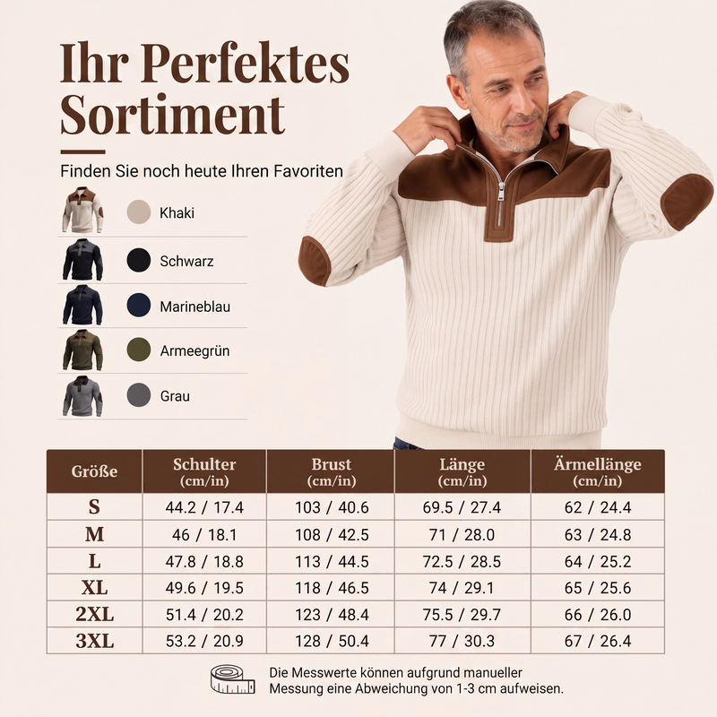 📢📢50% Rabatt!!! 🎉✨ Herren-Strickpullover aus Cord mit Quarter-Zip