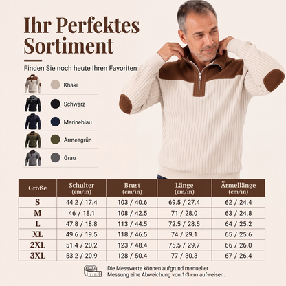 📢📢50% Rabatt!!! 🎉✨ Herren-Strickpullover aus Cord mit Quarter-Zip