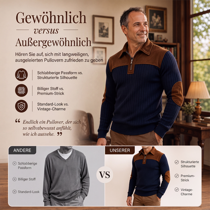 📢📢50% Rabatt!!! 🎉✨ Herren-Strickpullover aus Cord mit Quarter-Zip