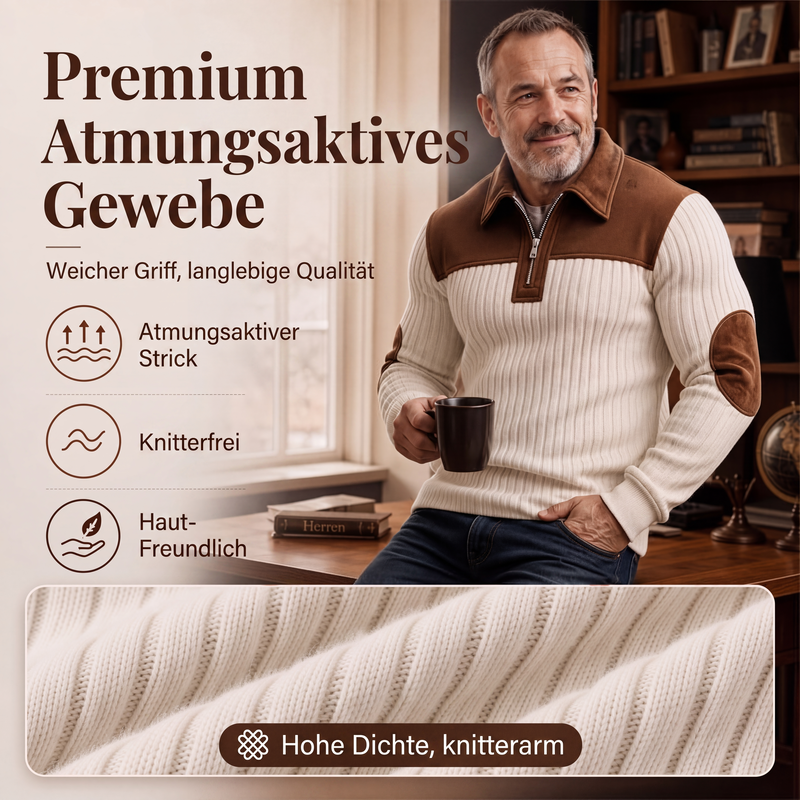 📢📢50% Rabatt!!! 🎉✨ Herren-Strickpullover aus Cord mit Quarter-Zip