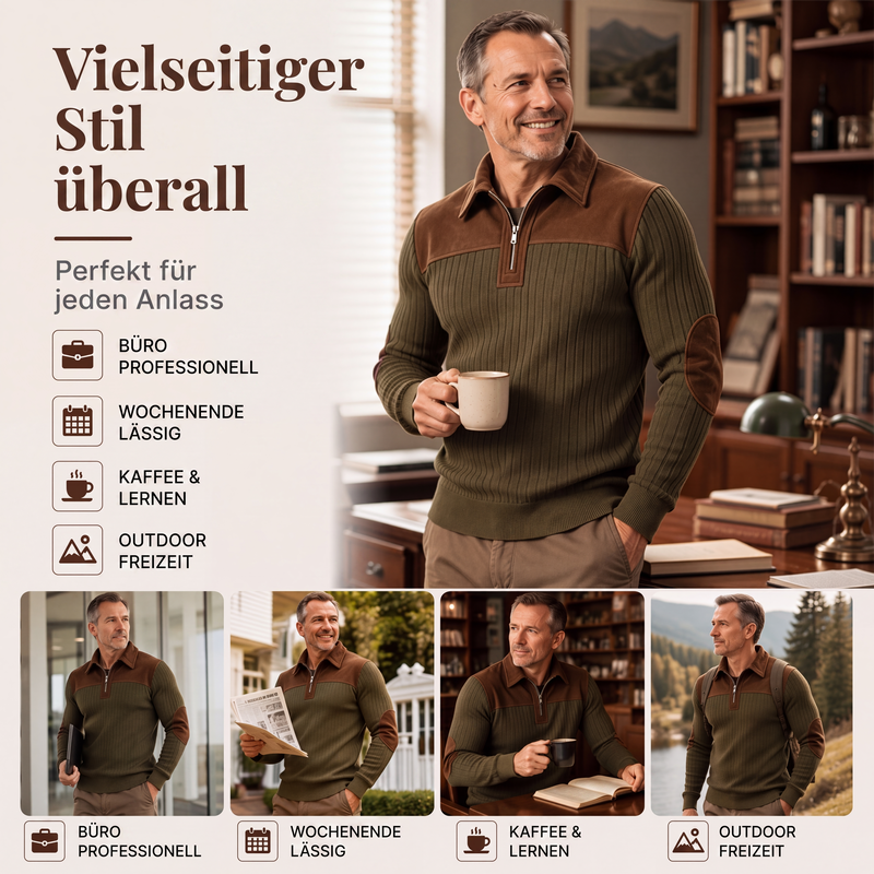 📢📢50% Rabatt!!! 🎉✨ Herren-Strickpullover aus Cord mit Quarter-Zip