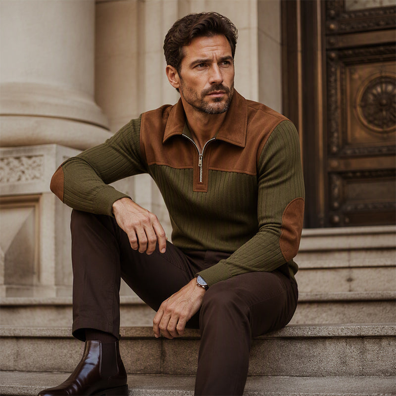📢📢50% Rabatt!!! 🎉✨ Herren-Strickpullover aus Cord mit Quarter-Zip