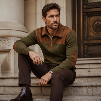 📢📢50% Rabatt!!! 🎉✨ Herren-Strickpullover aus Cord mit Quarter-Zip