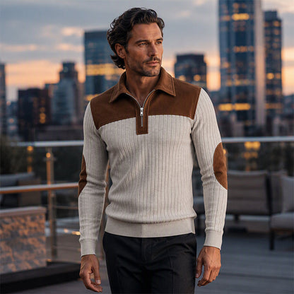📢📢50% Rabatt!!! 🎉✨ Herren-Strickpullover aus Cord mit Quarter-Zip
