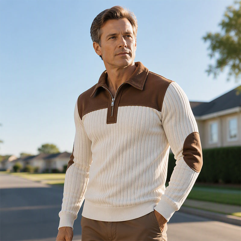 📢📢50% Rabatt!!! 🎉✨ Herren-Strickpullover aus Cord mit Quarter-Zip