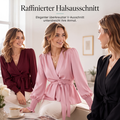 📢📢50% Rabatt!!! 🎉✨ Elegante Damenbluse mit V-Ausschnitt & Taillenbindung
