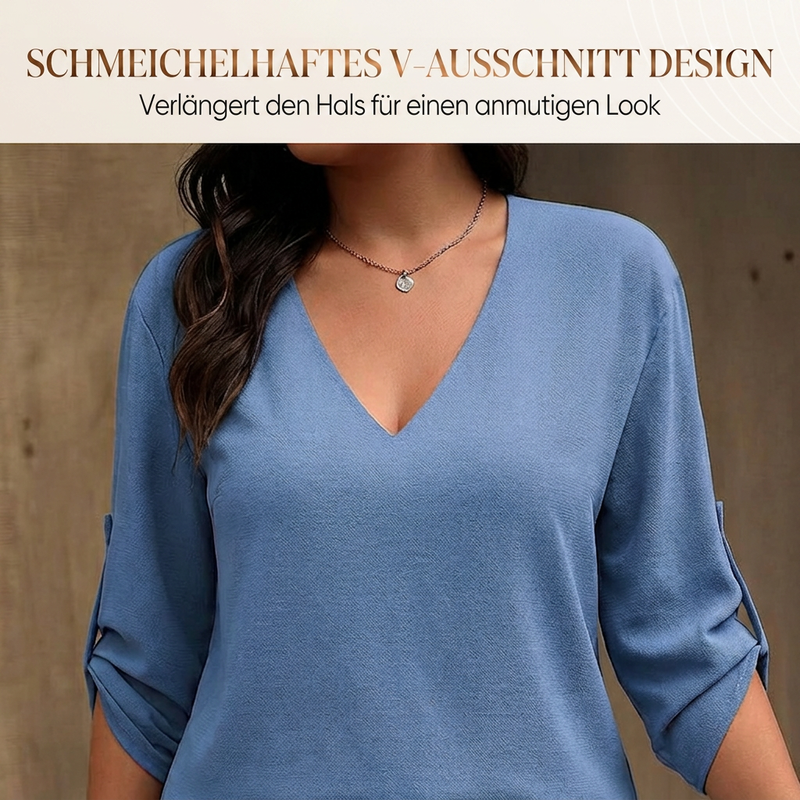 📢📢50% Rabatt!!! 🎉✨ Damen-Set aus V-Ausschnitt-Bluse & bedruckter Weithose