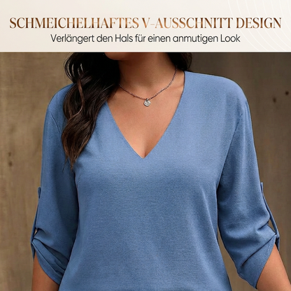📢📢50% Rabatt!!! 🎉✨ Damen-Set aus V-Ausschnitt-Bluse & bedruckter Weithose