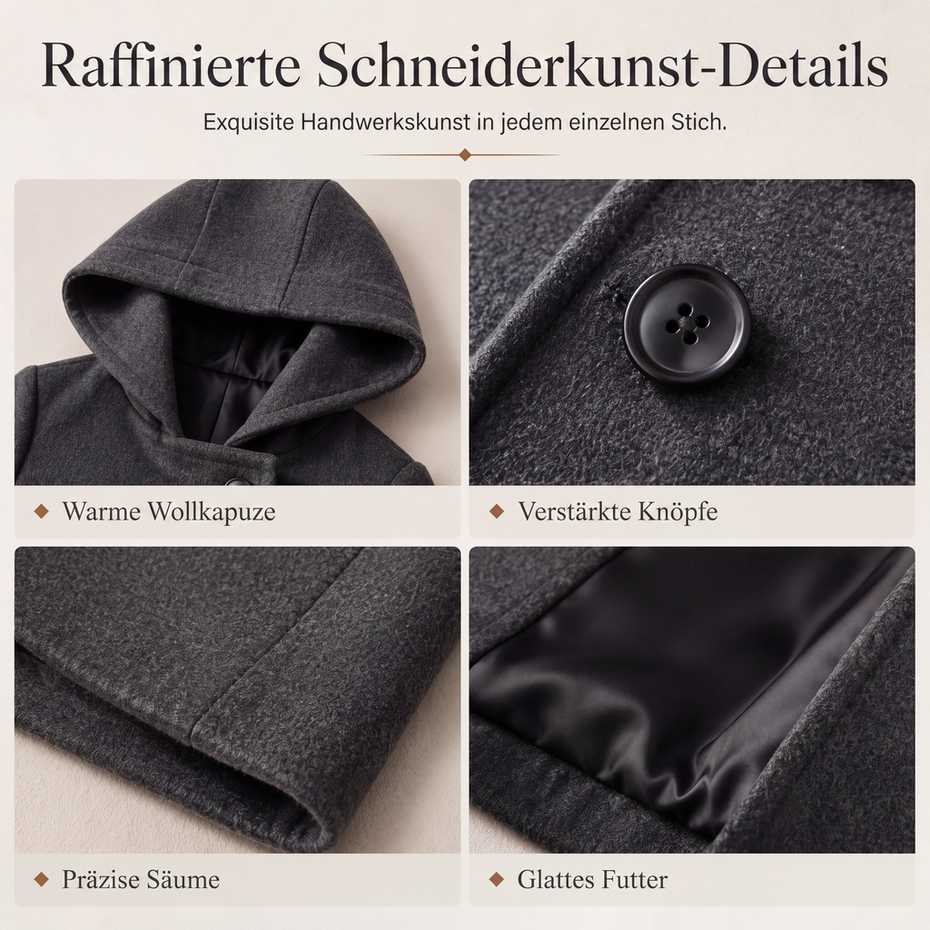 📢📢50% Rabatt!!! 🎉✨ Warmes Kapuzenmantel für Damen mit Zweireiher