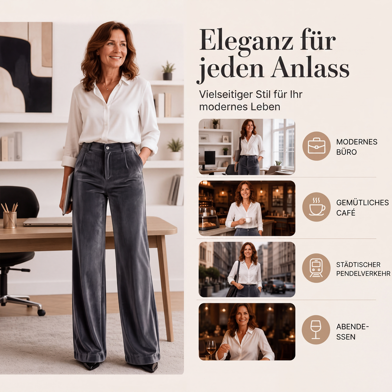 💎👖 Neuheiten – Damen Samt-High-Waist-Weitbein-Hose – elegant und bequem