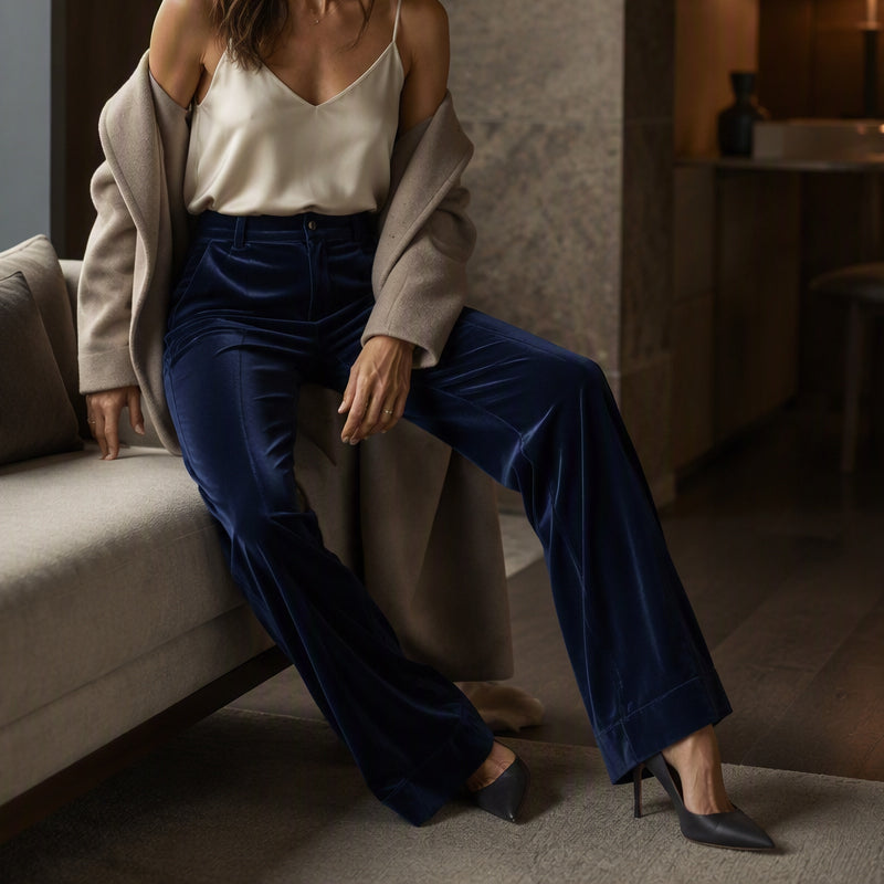 💎👖 Neuheiten – Damen Samt-High-Waist-Weitbein-Hose – elegant und bequem
