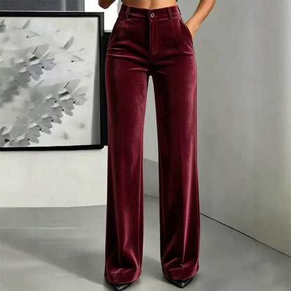 💎👖 Neuheiten – Damen Samt-High-Waist-Weitbein-Hose – elegant und bequem