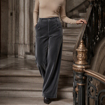 💎👖 Neuheiten – Damen Samt-High-Waist-Weitbein-Hose – elegant und bequem