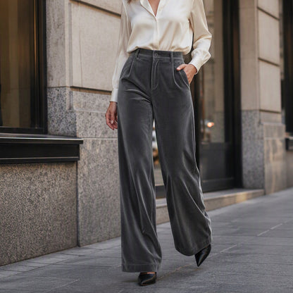 💎👖 Neuheiten – Damen Samt-High-Waist-Weitbein-Hose – elegant und bequem