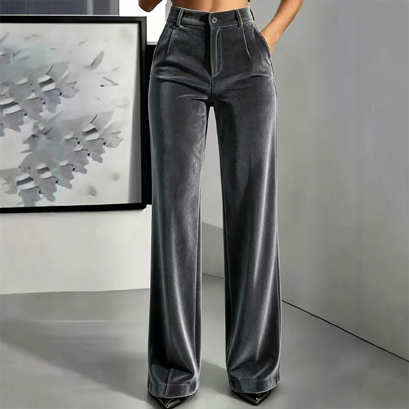 💎👖 Neuheiten – Damen Samt-High-Waist-Weitbein-Hose – elegant und bequem