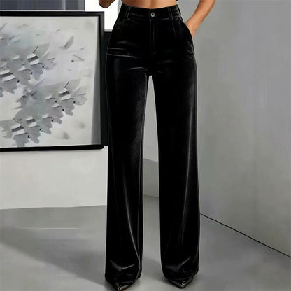 💎👖 Neuheiten – Damen Samt-High-Waist-Weitbein-Hose – elegant und bequem