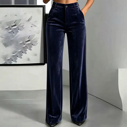 💎👖 Neuheiten – Damen Samt-High-Waist-Weitbein-Hose – elegant und bequem