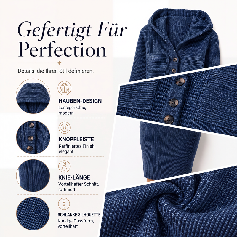 📢📢50% Rabatt!!! 🎉✨ Geripptes Damen-Maxikleid mit Kapuze