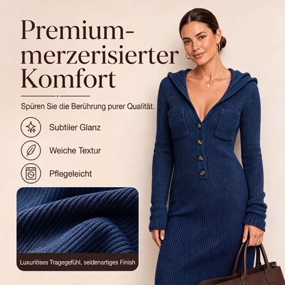 📢📢50% Rabatt!!! 🎉✨ Geripptes Damen-Maxikleid mit Kapuze