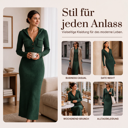📢📢50% Rabatt!!! 🎉✨ Geripptes Damen-Maxikleid mit Kapuze