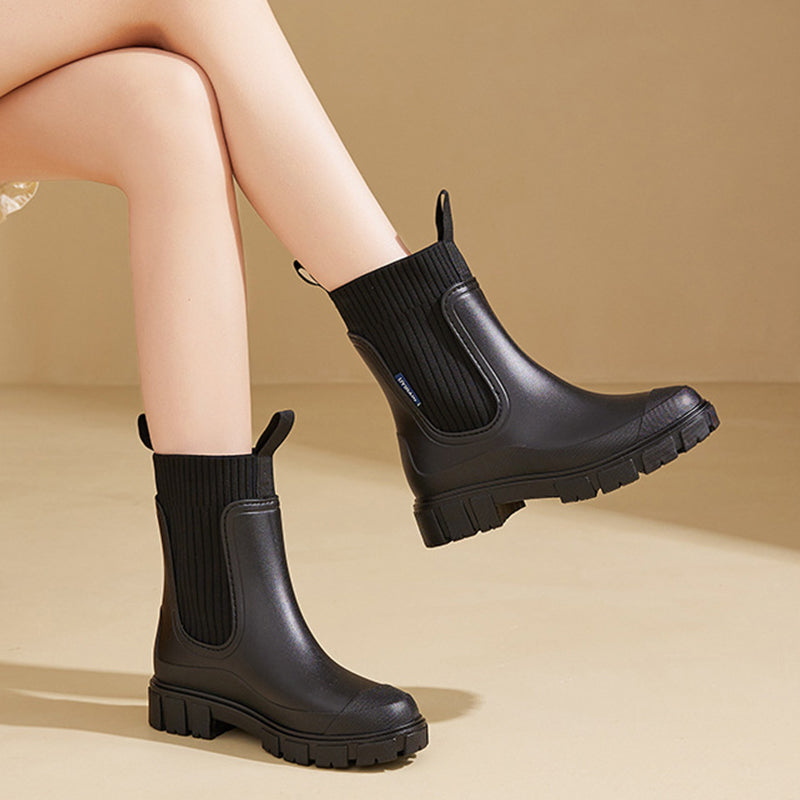📢📢50% Rabatt!!! 🎉✨ Wasserdichte, rutschfeste Stiefel mit dicker Sohle & mittlerem Schaft – Wasserdichtes Material, profilierte Sohle und bequemer mittlerer Schaft