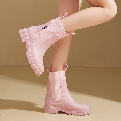 📢📢50% Rabatt!!! 🎉✨ Wasserdichte, rutschfeste Stiefel mit dicker Sohle & mittlerem Schaft – Wasserdichtes Material, profilierte Sohle und bequemer mittlerer Schaft