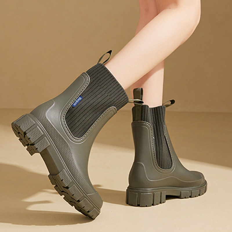 📢📢50% Rabatt!!! 🎉✨ Wasserdichte, rutschfeste Stiefel mit dicker Sohle & mittlerem Schaft – Wasserdichtes Material, profilierte Sohle und bequemer mittlerer Schaft
