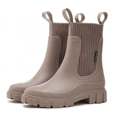 📢📢50% Rabatt!!! 🎉✨ Wasserdichte, rutschfeste Stiefel mit dicker Sohle & mittlerem Schaft – Wasserdichtes Material, profilierte Sohle und bequemer mittlerer Schaft