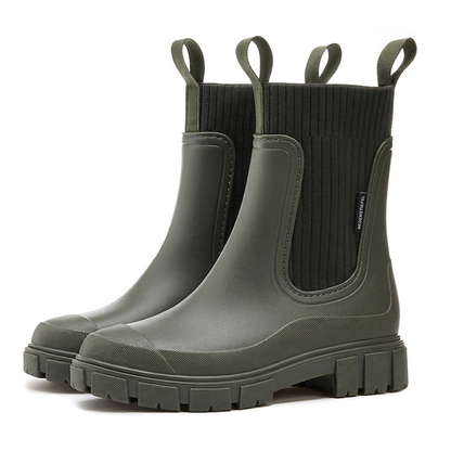 📢📢50% Rabatt!!! 🎉✨ Wasserdichte, rutschfeste Stiefel mit dicker Sohle & mittlerem Schaft – Wasserdichtes Material, profilierte Sohle und bequemer mittlerer Schaft