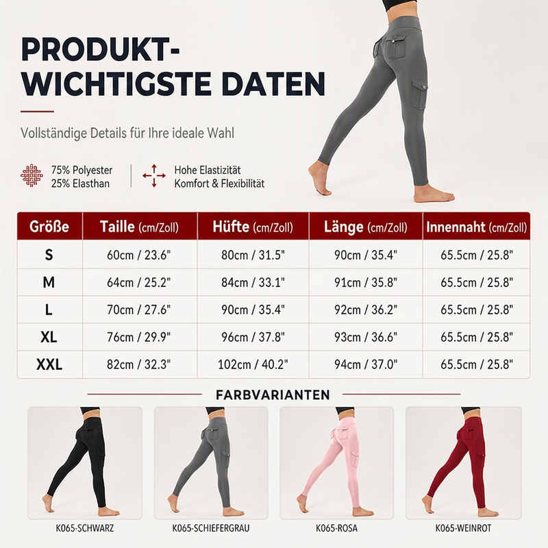 📢📢50%Rabatt!!!🎉✨Hochtaillierte Cargo-Yogahosen für Damen