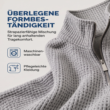 📢📢50%Rabatt!!!🎉✨Herren-Sweatshirt mit entspannter Passform, Halbreißverschluss und Waffelstruktur