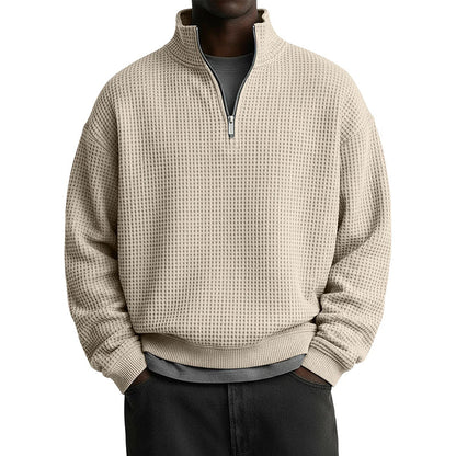 📢📢50%Rabatt!!!🎉✨Herren-Sweatshirt mit entspannter Passform, Halbreißverschluss und Waffelstruktur