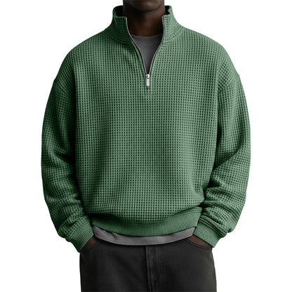 📢📢50%Rabatt!!!🎉✨Herren-Sweatshirt mit entspannter Passform, Halbreißverschluss und Waffelstruktur