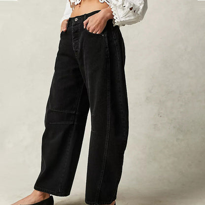 📢📢50% Rabatt!!! 🎉✨ Damen Retro-Jeans mit mittlerer Taille & gebogenem weitem Bein – Stylischer Retro-Schnitt, schmeichelhafte mittlere Taille und elegante weite Beine – perfekt für einen trendigen Look im Alltag & in der Freizeit. Jetzt -50%!