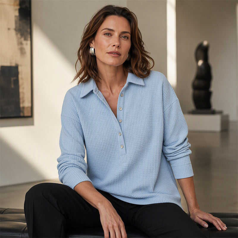 📢📢50% Rabatt!!! 🎉✨ Leger geschnittenes Langarm-T-Shirt aus Strick für Damen – Bequemes Strick-Langarmshirt, lässiger Schnitt und weiches Material – perfekt für einen gemütlichen Look im Alltag & in der Freizeit. Jetzt -50%!