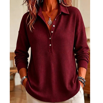 📢📢50% Rabatt!!! 🎉✨ Leger geschnittenes Langarm-T-Shirt aus Strick für Damen – Bequemes Strick-Langarmshirt, lässiger Schnitt und weiches Material – perfekt für einen gemütlichen Look im Alltag & in der Freizeit. Jetzt -50%!