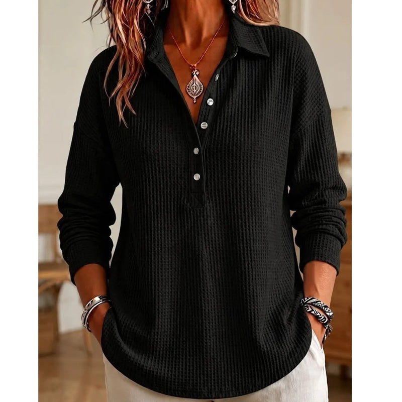 📢📢50% Rabatt!!! 🎉✨ Leger geschnittenes Langarm-T-Shirt aus Strick für Damen – Bequemes Strick-Langarmshirt, lässiger Schnitt und weiches Material – perfekt für einen gemütlichen Look im Alltag & in der Freizeit. Jetzt -50%!