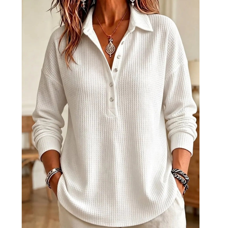 📢📢50% Rabatt!!! 🎉✨ Leger geschnittenes Langarm-T-Shirt aus Strick für Damen – Bequemes Strick-Langarmshirt, lässiger Schnitt und weiches Material – perfekt für einen gemütlichen Look im Alltag & in der Freizeit. Jetzt -50%!