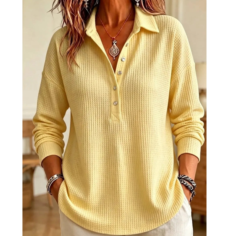 📢📢50% Rabatt!!! 🎉✨ Leger geschnittenes Langarm-T-Shirt aus Strick für Damen – Bequemes Strick-Langarmshirt, lässiger Schnitt und weiches Material – perfekt für einen gemütlichen Look im Alltag & in der Freizeit. Jetzt -50%!