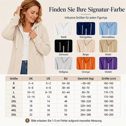 📢📢50% Rabatt!!! 🎉✨ Lange Kapuzenjacke mit Reißverschluss für Damen