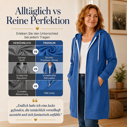 📢📢50% Rabatt!!! 🎉✨ Lange Kapuzenjacke mit Reißverschluss für Damen