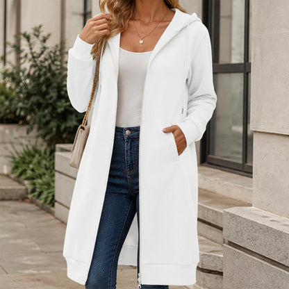 📢📢50% Rabatt!!! 🎉✨ Lange Kapuzenjacke mit Reißverschluss für Damen