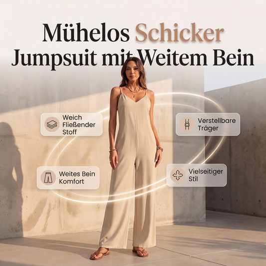 📢📢50% Rabatt!!! 🎉✨ Damen-Casual-Jumpsuit mit V-Ausschnitt & Spaghettiträgern
