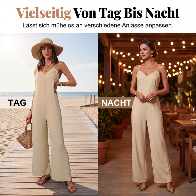📢📢50% Rabatt!!! 🎉✨ Damen-Casual-Jumpsuit mit V-Ausschnitt & Spaghettiträgern
