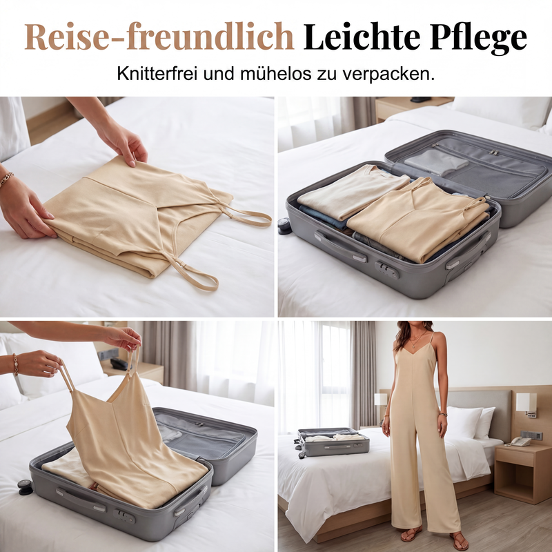 📢📢50% Rabatt!!! 🎉✨ Damen-Casual-Jumpsuit mit V-Ausschnitt & Spaghettiträgern