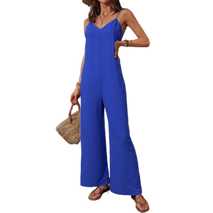 📢📢50% Rabatt!!! 🎉✨ Damen-Casual-Jumpsuit mit V-Ausschnitt & Spaghettiträgern